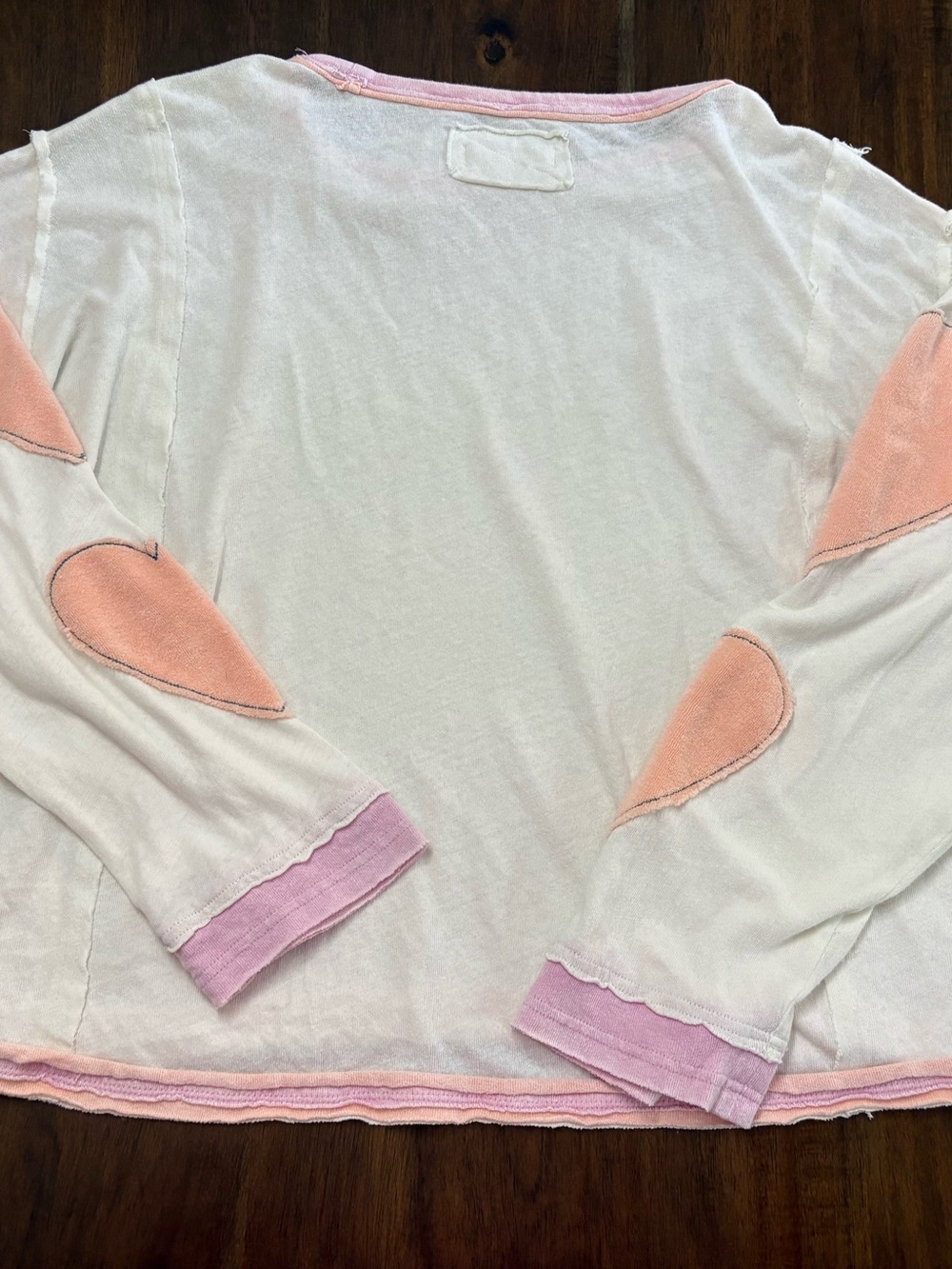 We the Free Long Sleeve Top with Pink Heart Elbow Patches - Picture 6 of 7